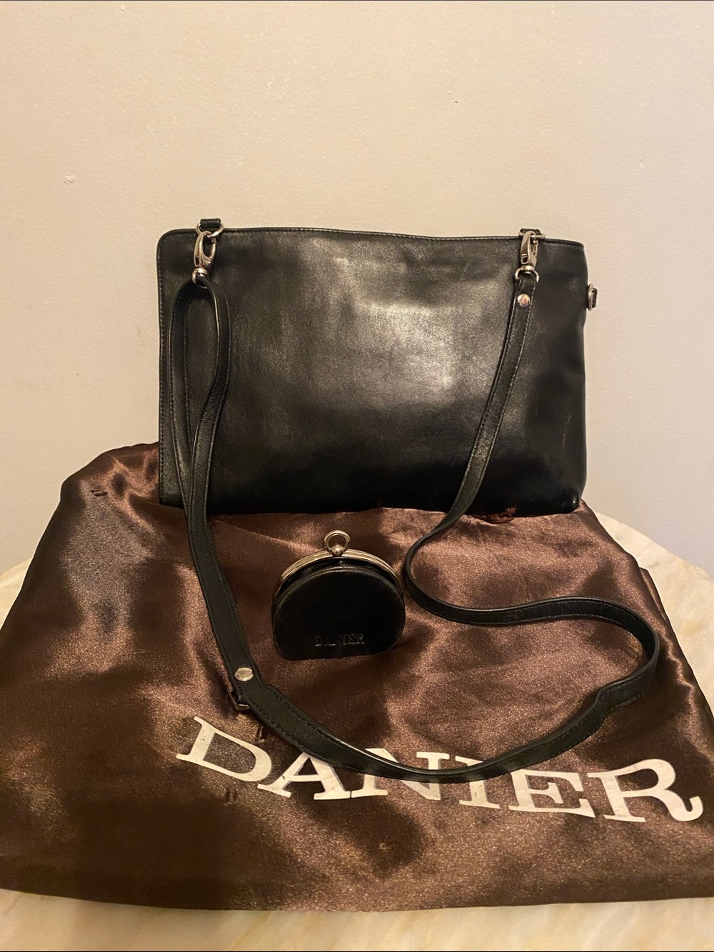 Danier Leather Crossbody saddle Bag & Coin case